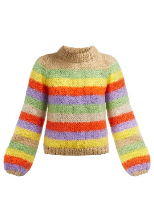 Matchesfashion.com Ganni - Julliard Striped Mohair And Wool Blend Sweater - Womens - Multi