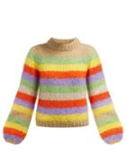 Matchesfashion.com Ganni - Julliard Striped Mohair And Wool Blend Sweater - Womens - Multi