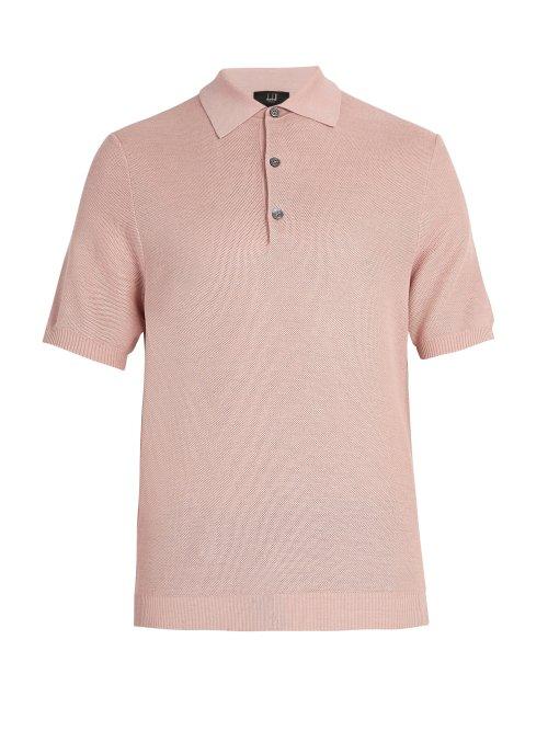 Matchesfashion.com Dunhill - Silk Piqu Polo Shirt - Mens - Pink