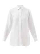 Charvet - Side-slit Linen Shirt - Womens - White