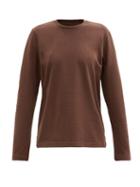 Matchesfashion.com Bottega Veneta - Sunrise Long-sleeved Cotton T-shirt - Womens - Dark Brown