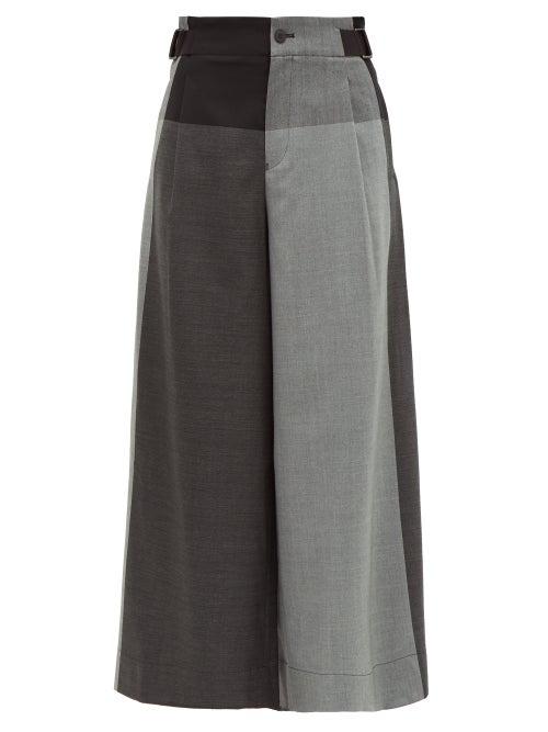Matchesfashion.com Issey Miyake - Colour Block Wool Twill Trousers - Womens - Grey
