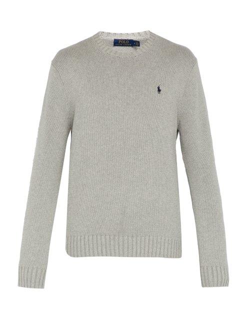 Matchesfashion.com Polo Ralph Lauren - Crew Neck Knit Cotton Sweater - Mens - Grey
