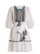 Matchesfashion.com Figue - Svana Geometric Embroidered Cotton Dress - Womens - White Multi