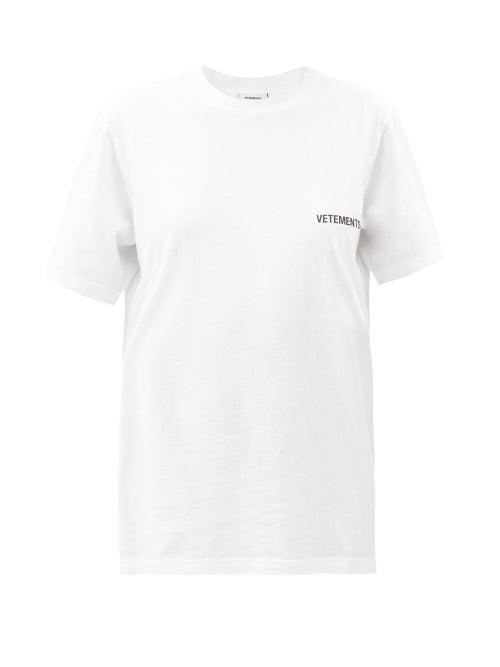 Matchesfashion.com Vetements - Front Back Logo-print Cotton-jersey T-shirt - Womens - White