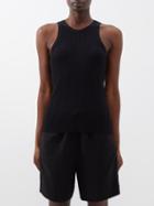 Toteme - Round-neck Pliss Tank Top - Womens - Black