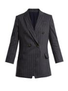 Brunello Cucinelli Double-breasted Pinstriped Linen-blend Blazer