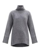 Matchesfashion.com Petar Petrov - Kip Roll-neck Oversized Cashmere-blend Sweater - Womens - Grey