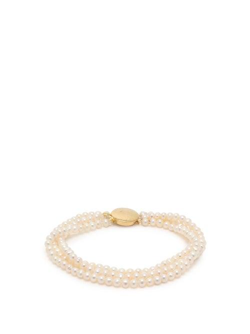 Matchesfashion.com Timeless Pearly - Beaded Pearl And Gold Plated Anklet - Womens - Pearl