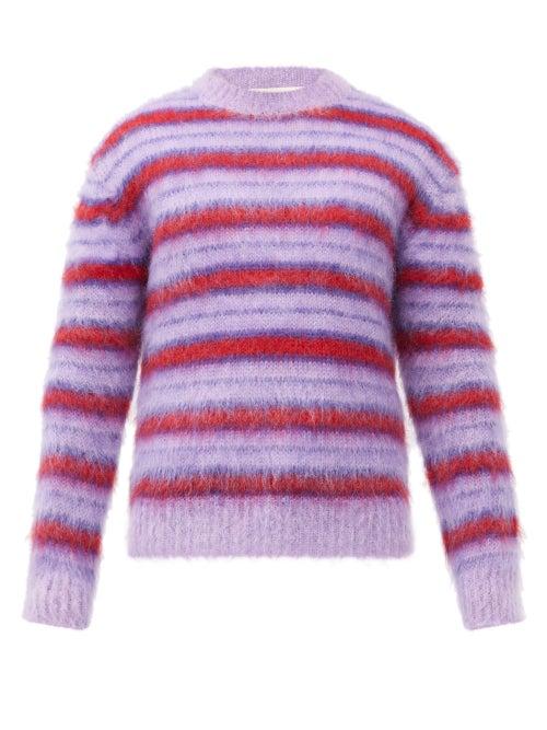 Matchesfashion.com Marni - Striped Mohair-blend Sweater - Mens - Purple