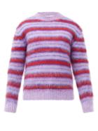 Matchesfashion.com Marni - Striped Mohair-blend Sweater - Mens - Purple