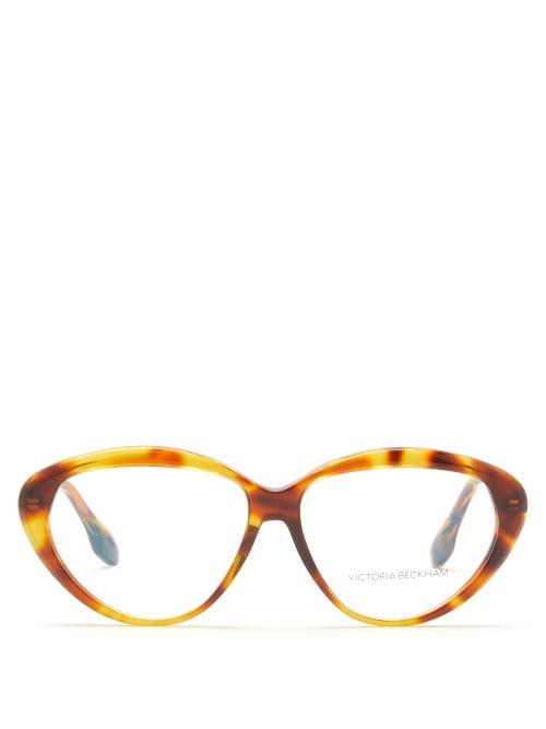 Matchesfashion.com Victoria Beckham - Oversized Cat-eye Acetate Glasses - Womens - Brown Multi
