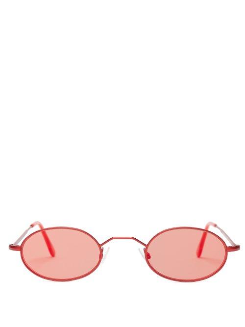 Matchesfashion.com Andy Wolf - Armstrong Oval Sunglasses - Womens - Red