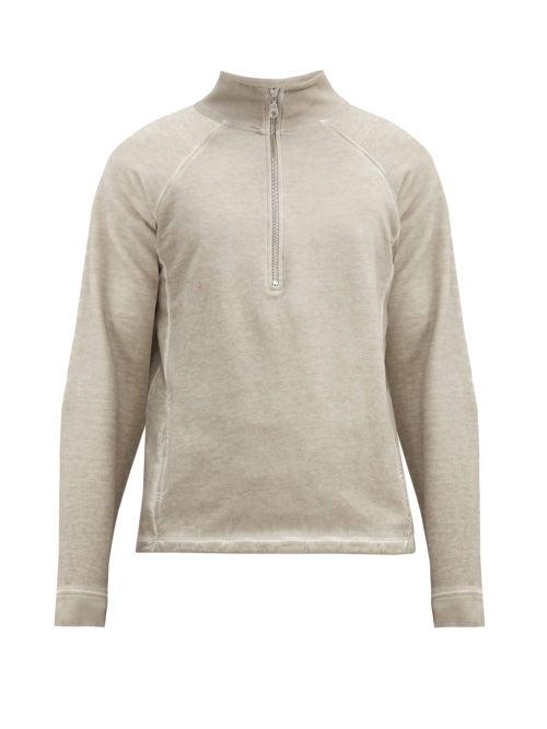 Matchesfashion.com Folk - Stand-collar Zipped Cotton-jersey Sweater - Mens - Light Grey