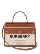 Matchesfashion.com Burberry - Title Small Leather And Canvas Bag - Womens - Cream Multi