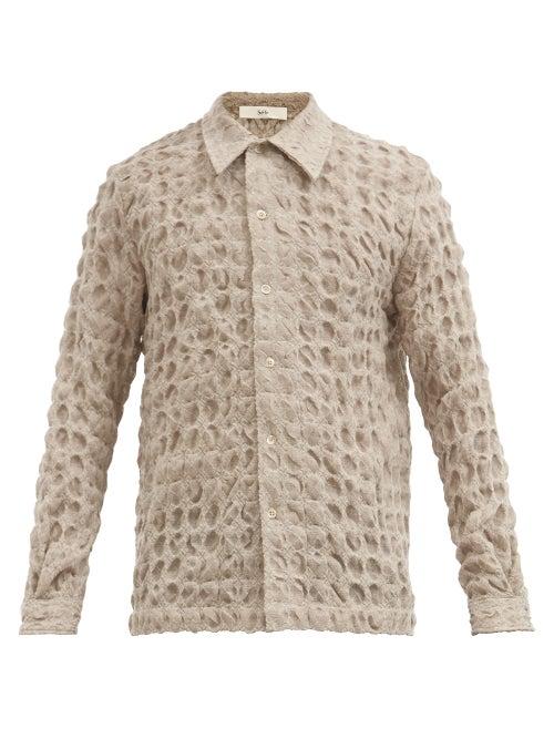 Matchesfashion.com Sfr - Ripley Matelass-textured Wool Shirt - Mens - Beige