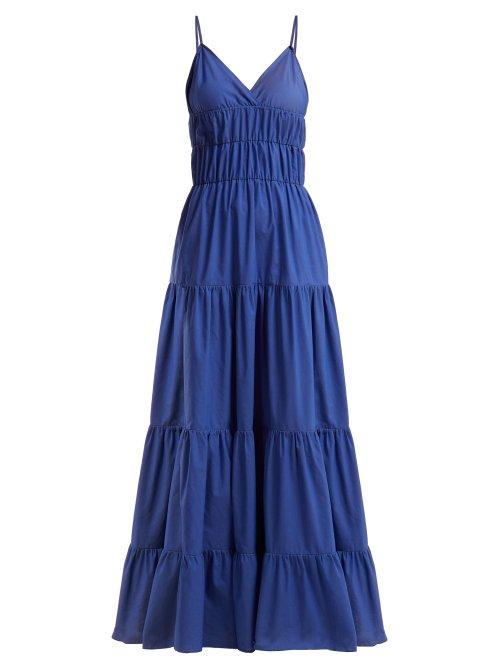 Matchesfashion.com Marques'almeida - Ruched Cotton Maxi Dress - Womens - Blue