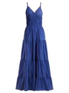 Matchesfashion.com Marques'almeida - Ruched Cotton Maxi Dress - Womens - Blue