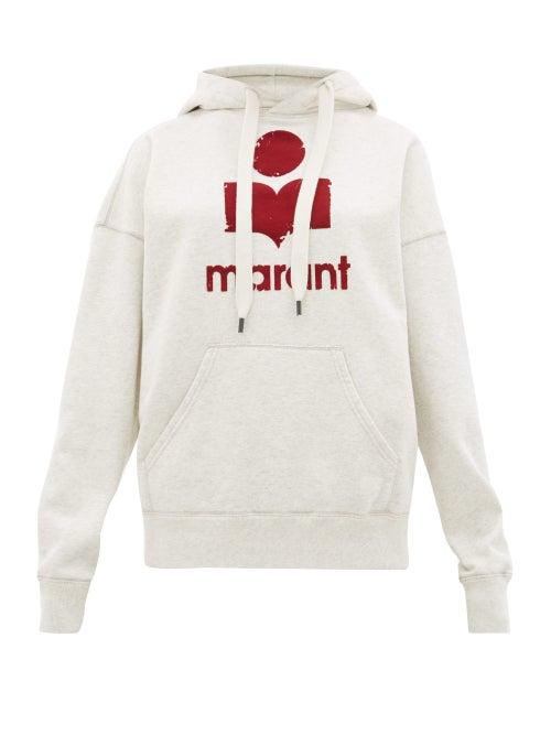 Matchesfashion.com Isabel Marant Toile - Mansel Flocked Logo Cotton Blend Hooded Sweatshirt - Womens - Light Grey