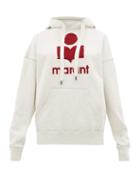 Matchesfashion.com Isabel Marant Toile - Mansel Flocked Logo Cotton Blend Hooded Sweatshirt - Womens - Light Grey