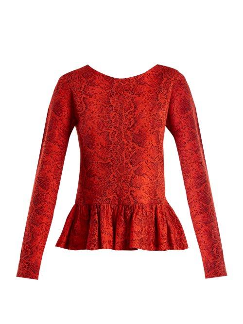 Matchesfashion.com Chlo - Python Jacquard Ruffle Hem Top - Womens - Red Print
