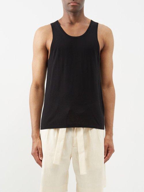 Commas - Crew-neck Wool Tank Top - Mens - Black