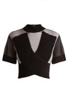 Balmain Sheer Crossover-front Tulle Cropped Top