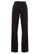 Matchesfashion.com Moncler - Pintuck Pleat Cotton Jersey Wide Leg Trousers - Womens - Black