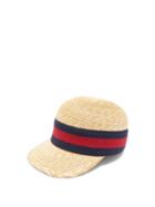 Matchesfashion.com Gucci - Web Striped Woven Straw Baseball Cap - Mens - Beige Multi