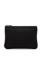 Matchesfashion.com Fendi - Logo-appliqu Cotton-canvas Pouch - Mens - Black