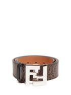 Mens Accessories Fendi - Vertigo Ff-print Leather Belt - Mens - Brown Multi