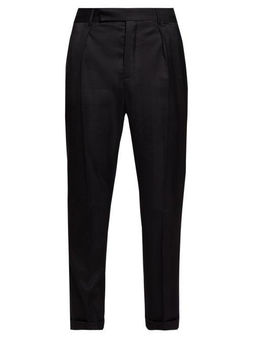 Matchesfashion.com Saint Laurent - High Rise Striped Trousers - Mens - Black