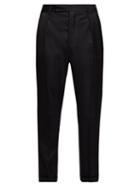 Matchesfashion.com Saint Laurent - High Rise Striped Trousers - Mens - Black