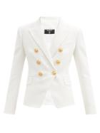 Matchesfashion.com Balmain - Double-breasted Cotton-canvas Blazer - Womens - White