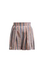 Matchesfashion.com Three Graces London - Kilman Striped Linen Blend Shorts - Womens - Navy Stripe