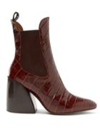 Matchesfashion.com Chlo - Crocodile Effect Leather Chelsea Boots - Womens - Brown
