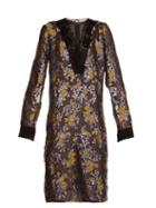Lanvin Lace-insert Brocade Mousseline Dress