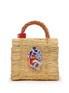 Matchesfashion.com Heimat Atlantica - Liebe Ceramic Charm Straw Bag - Womens - Beige Multi