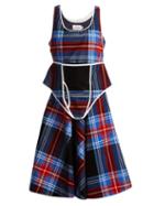 Matchesfashion.com Charles Jeffrey Loverboy - Checked Velvet Dress - Womens - Blue Multi