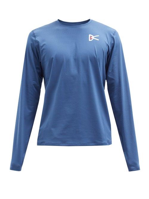 Matchesfashion.com District Vision - Air-wear Logo-print Mesh Long-sleeved T-shirt - Mens - Blue