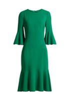 Matchesfashion.com Dolce & Gabbana - Fluted Hem Cady Midi Dress - Womens - Dark Green