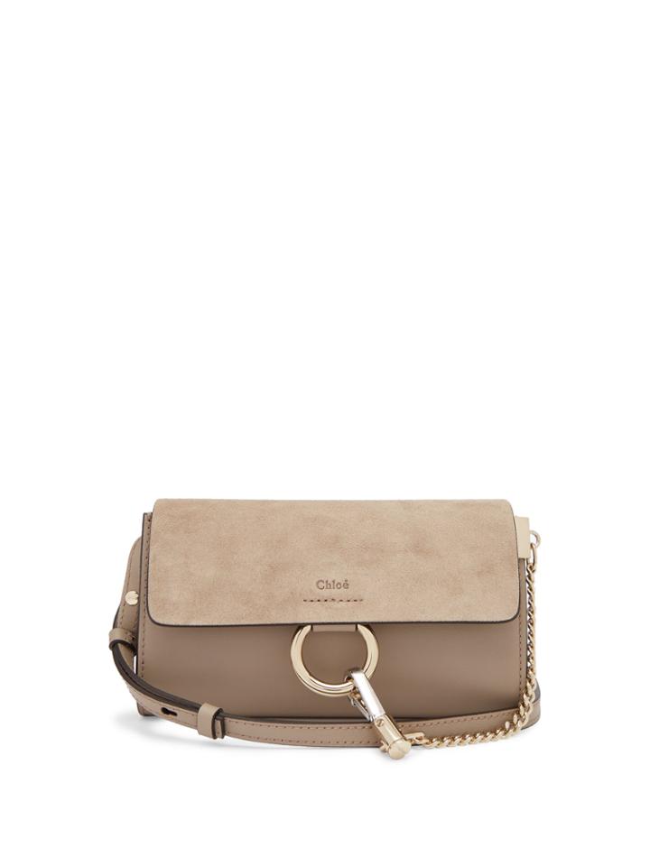 Chloé Faye Mini Leather And Suede Cross-body Wallet Bag