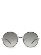 Matchesfashion.com Gucci - Gg Rounded Frame Metal Sunglasses - Womens - Grey Gold