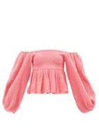 Anaak - Habiba Off-the-shoulder Cotton-muslin Blouse - Womens - Pink