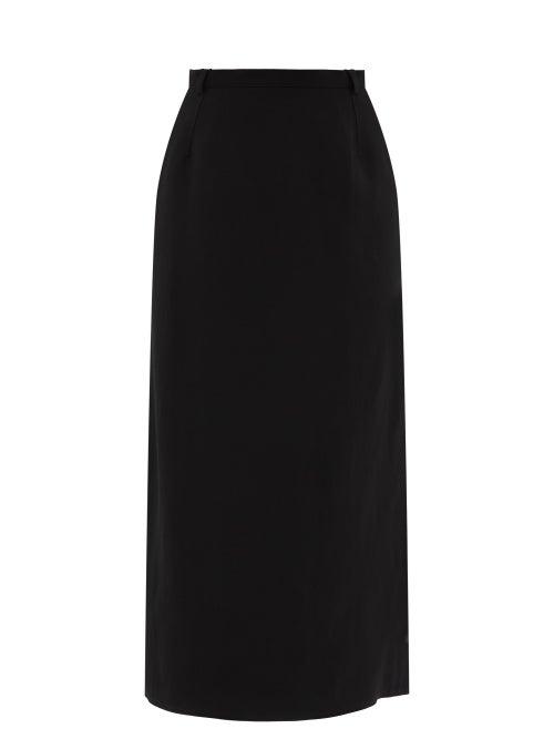 Ladies Rtw Totme - High-rise Twill Midi Skirt - Womens - Black