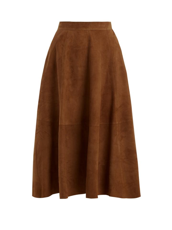 Giani Firenze High-rise Suede Midi Skirt