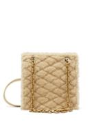 Saint Laurent - Le Maillon Embossed-shearling Shoulder Bag - Womens - Beige
