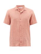 Mens Rtw Orlebar Brown - Hibbert Short-sleeved Slim Shirt - Mens - Dark Pink