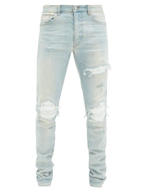 Matchesfashion.com Amiri - Mx1 Distressed Skinny-fit Jeans - Mens - Light Blue