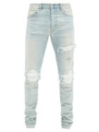 Matchesfashion.com Amiri - Mx1 Distressed Skinny-fit Jeans - Mens - Light Blue